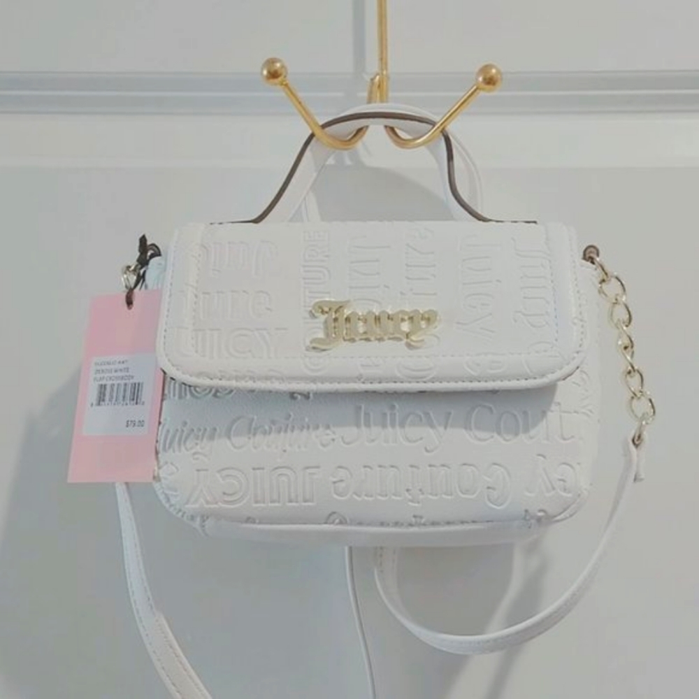 Juicy Couture Super White Emboss Trunk Flap Handbag